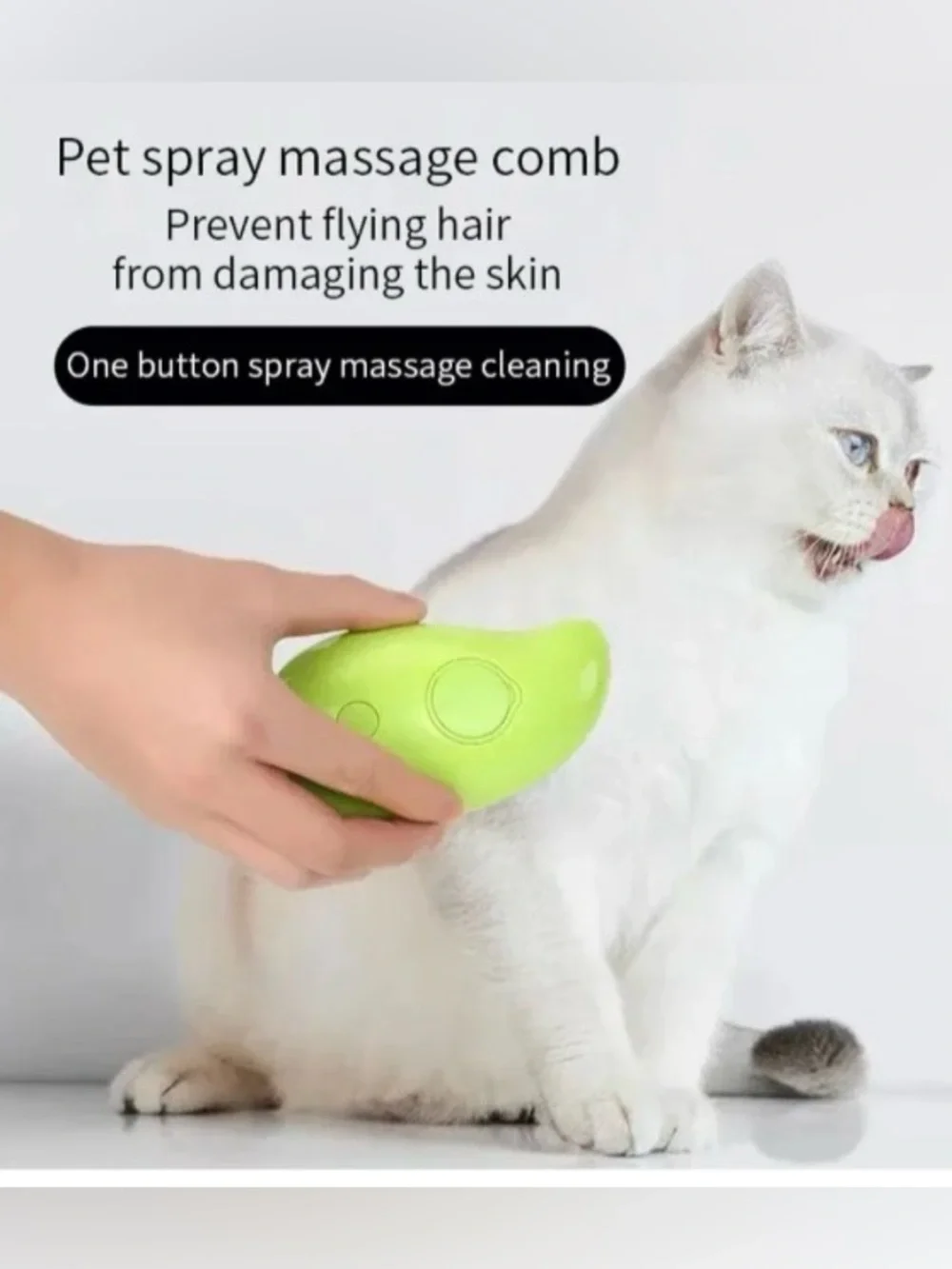 Electric Pet Hair Removal Brush Soft Silicone Steam Comb Cat &Dog Grooming GREEN